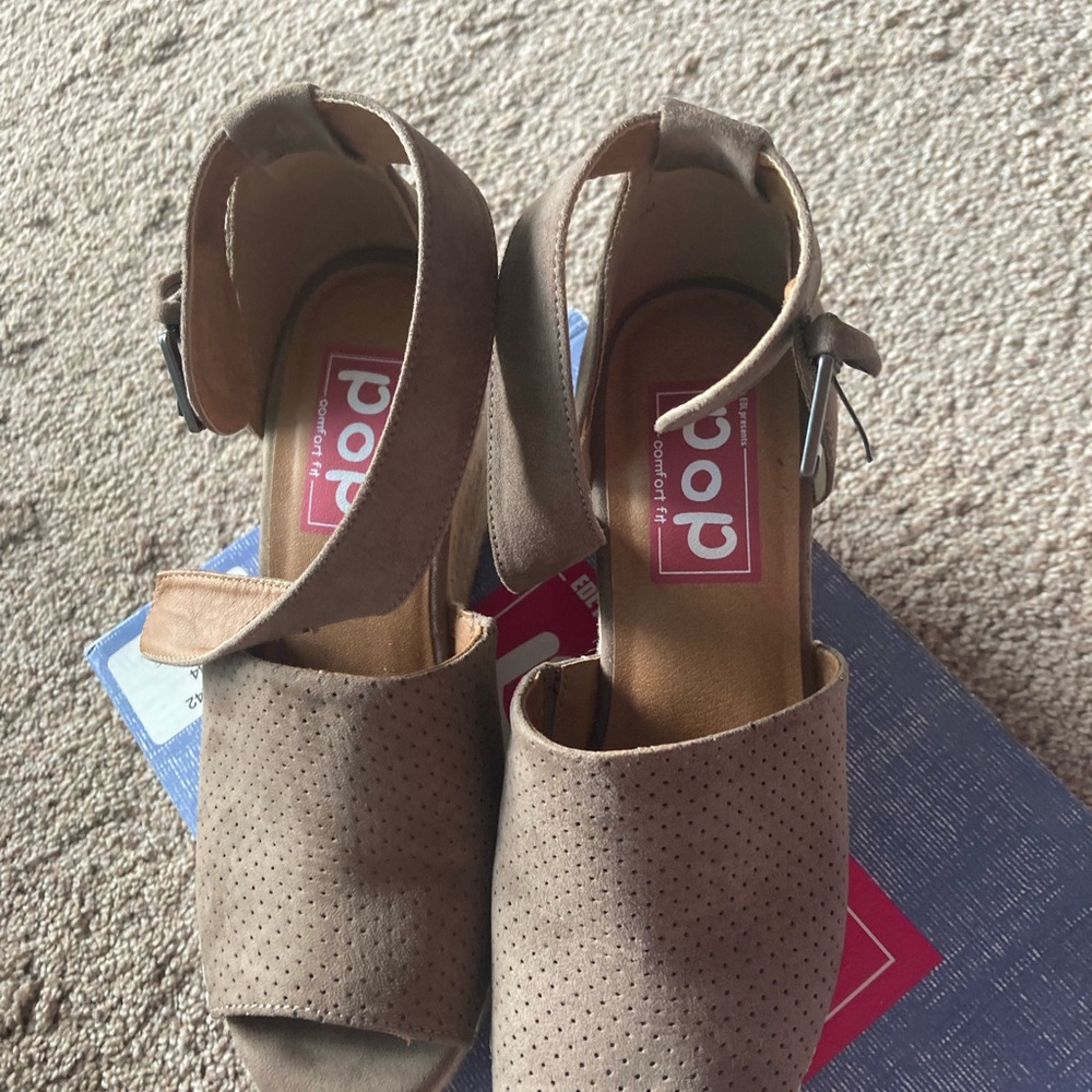 Pop Women's Taupe Peep Toe Sandals
